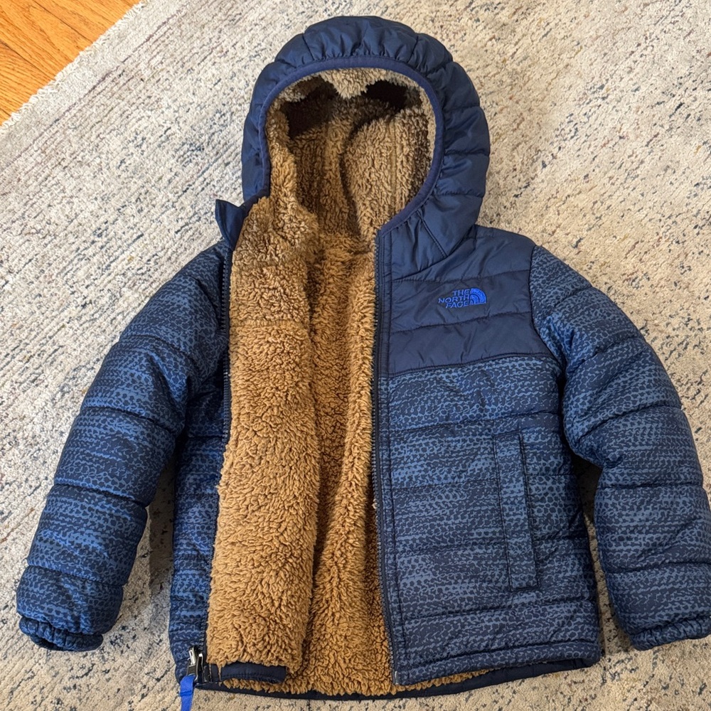 Reversible - The North Face Navy and Tan Fleece-Lined Jacket